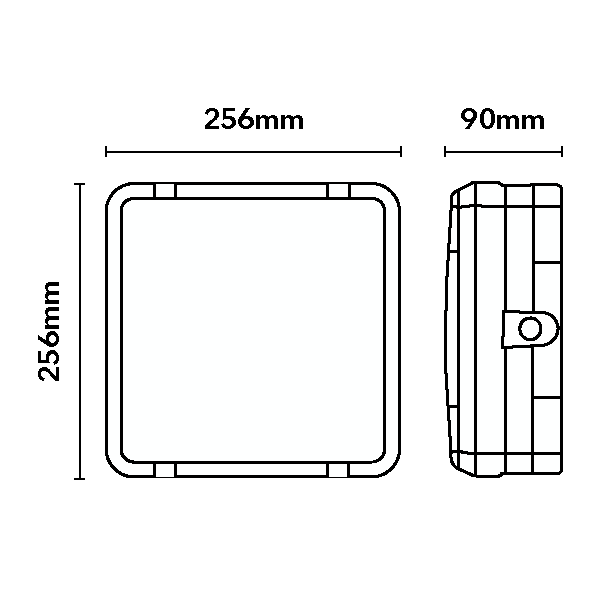 Pebley Utility Square Bulkhead 12W/16W/18W 3CCT White Plug & Play IP65